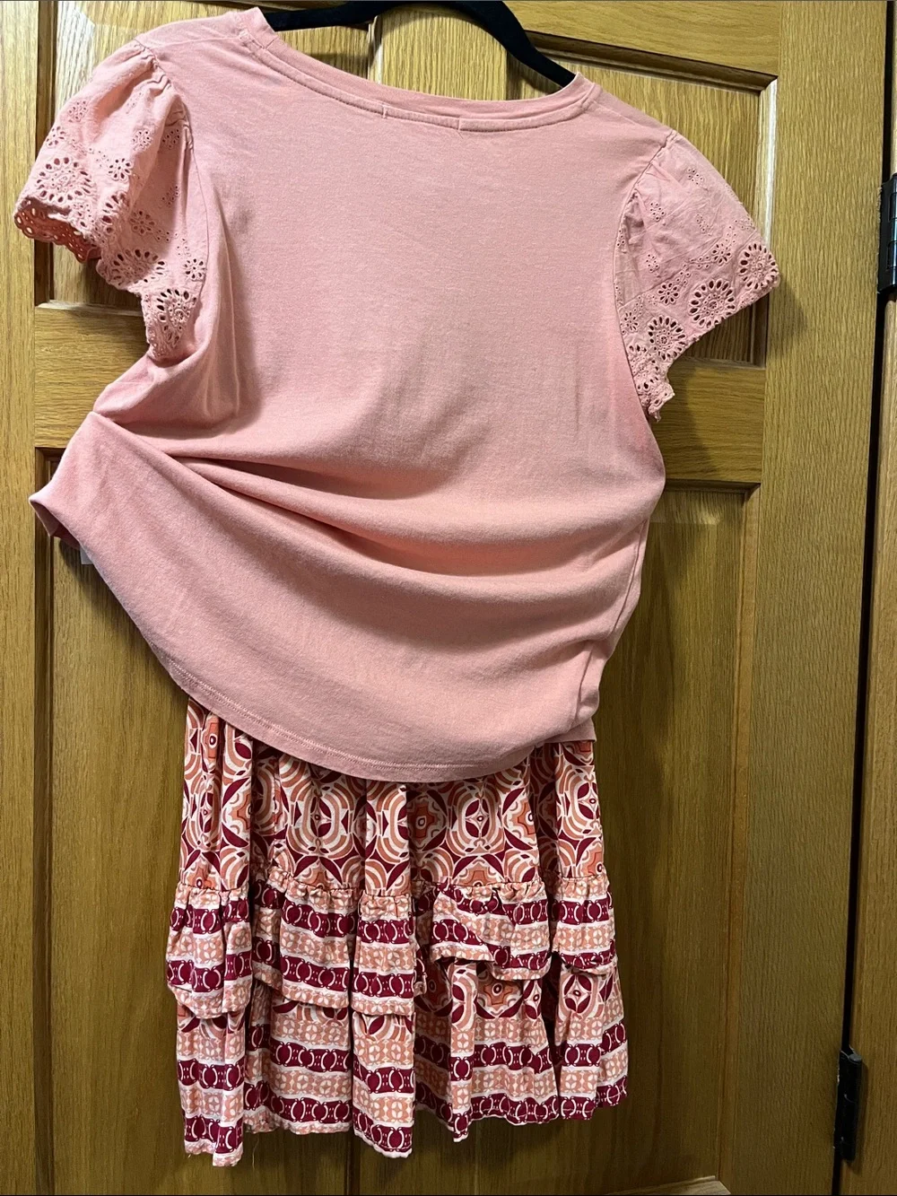 Rachel Zoe Pink and Red Printed Skirt. C & C top
